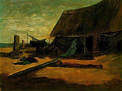 Edward Mitchell Bannister - Fishing Shacks - 1983.95.111 - Smithsonian American Art Museum