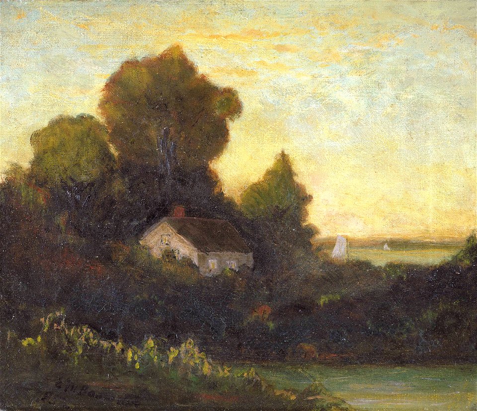 Edward Mitchell Bannister - Untitled (house in woods near lake) - 1983.95.118 - Smithsonian American Art Museum