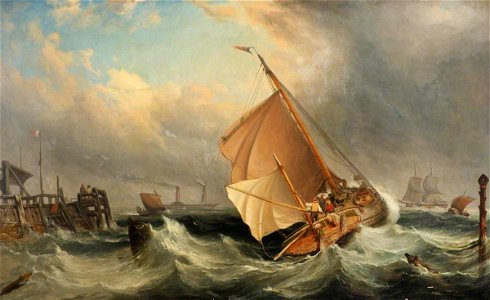 Edward William Cooke (1811-1880) - A Barge off Deal in Stormy Weather - BHC1250 - Royal Museums Greenwich