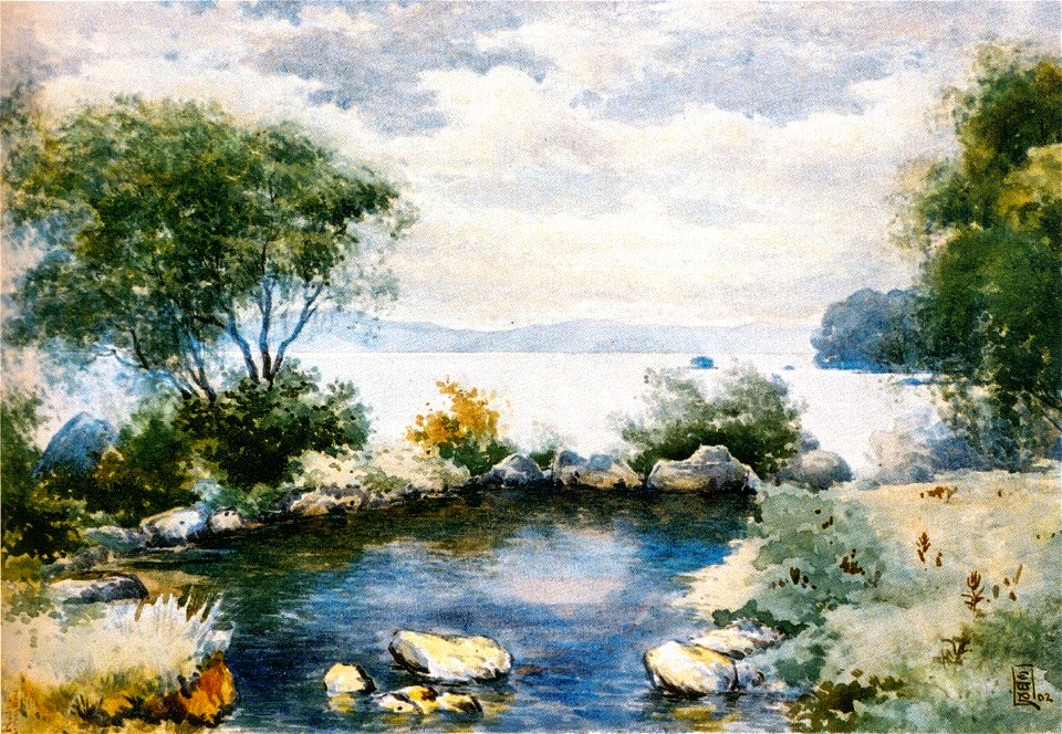 Edward William Payton - Hinemoa's Bath, Mokoia Island, Lake Rotorua