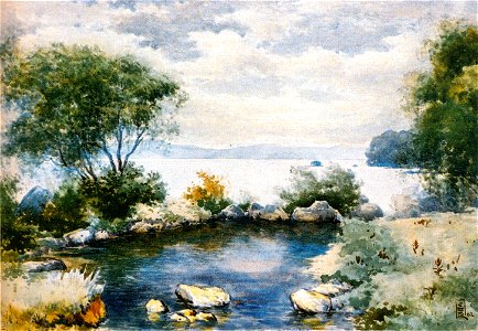 Edward William Payton - Hinemoa's Bath, Mokoia Island, Lake Rotorua