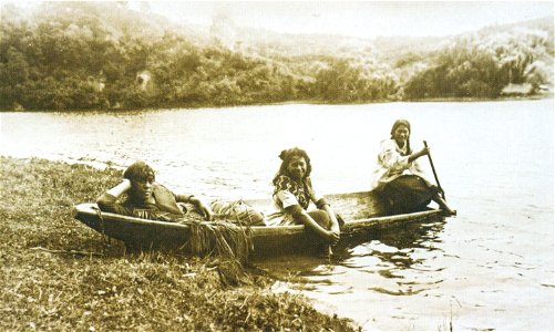 Edward William Payton - Three Women in a waka, Rotoiti