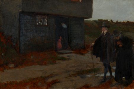 Edwin Austin Abbey - At the Cottage Door (17th Century New England Scene) - 1937.2533 - Yale University Art Gallery