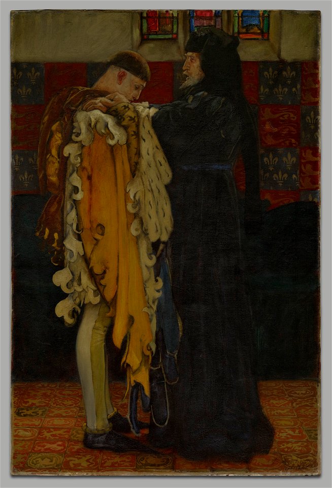 Edwin Austin Abbey - King Henry IV, Part I, The King to the Prince of Wales, “Thou shalt have charge and sovereign trust herein.”, (Act III, Scene ii) - 1937.1171 - Yale University Art Gallery