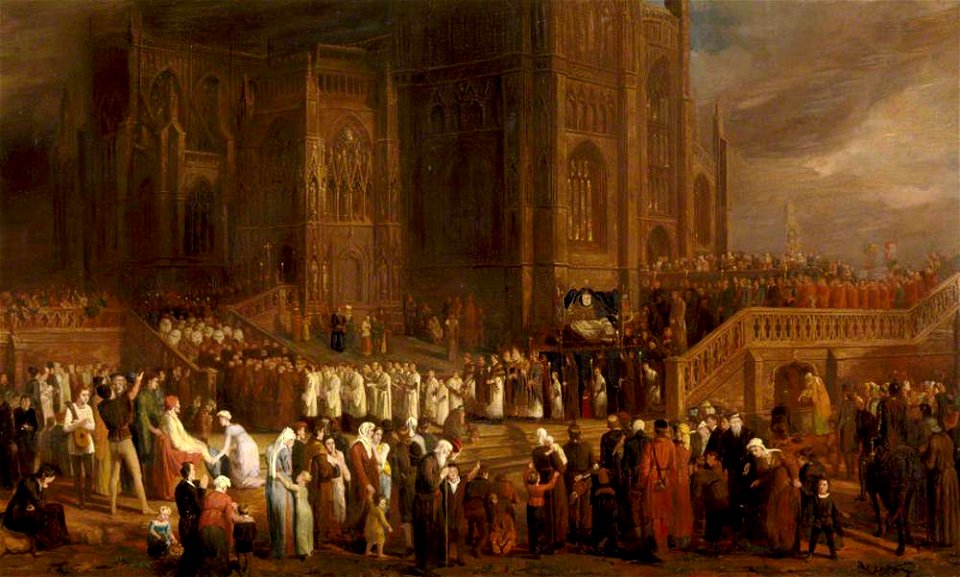 Edward Villiers Rippingille (1798-1859) - The Funeral Procession of William Canynge (c.1399–1474), to St Mary Redcliffe, Bristol, 1474 (finished study) - 624192 - National Trust
