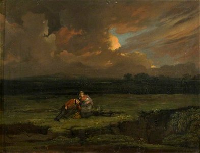 Edward Villiers Rippingille (1824) - A Soldier and His Wife and Child in a Stormy Landscape - Bristol Museum