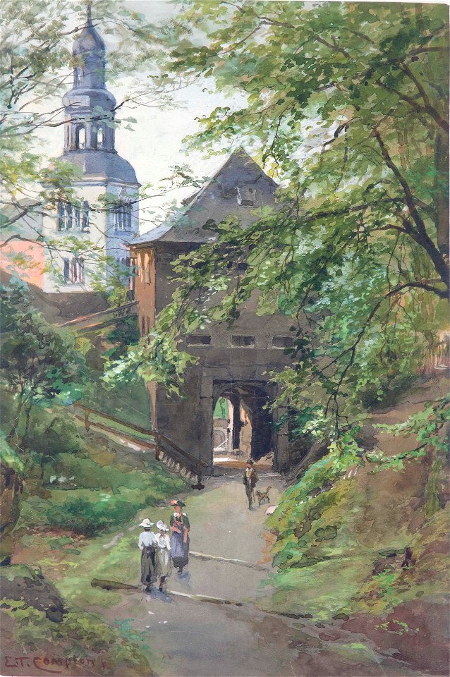 Edward Theodore Compton Spaziergänger am Mönchsberg mit Blick auf die Müllner Kirche
