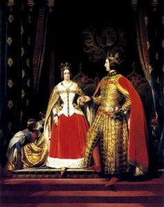 Edwin Landseer - Queen Victoria and Prince Albert at the Bal Costumé of 12 May 1842 - WGA12439. Free illustration for personal and commercial use.