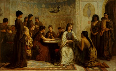 Edwin Long - A Dorcas meeting in the 6th century - Google Art Project
