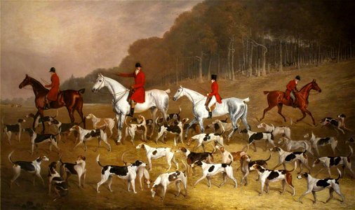 Edwin Cooper (1785-1833) - Sir Jacob Astley (1797–1859), 6th Bt, 16th Baron Hastings, on a Grey Hunter, with Huntsmen and Hounds at Melton Constable - 1276869 - National Trust