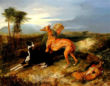 Edwin Henry Landseer (1802-1873) - A Boy and Two Greyhounds Resting - 290203 - National Trust
