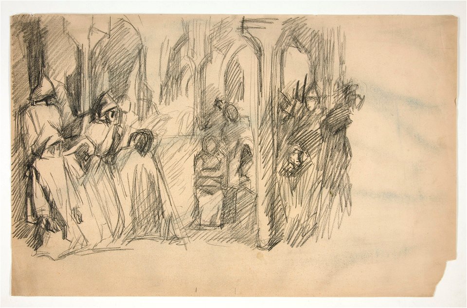Edwin Austin Abbey - Composition study for The Quest of the Holy Grail mural series at Boston Public Library - 1937.4325 - Yale University Art Gallery