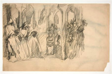 Edwin Austin Abbey - Composition study for The Quest of the Holy Grail mural series at Boston Public Library - 1937.4325 - Yale University Art Gallery
