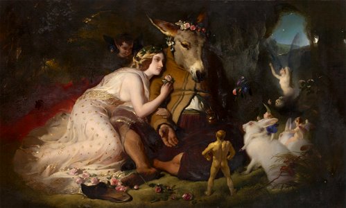Edwin Landseer - Scene from A Midsummer Night's Dream. Titania and Bottom - Google Art Project. Free illustration for personal and commercial use.