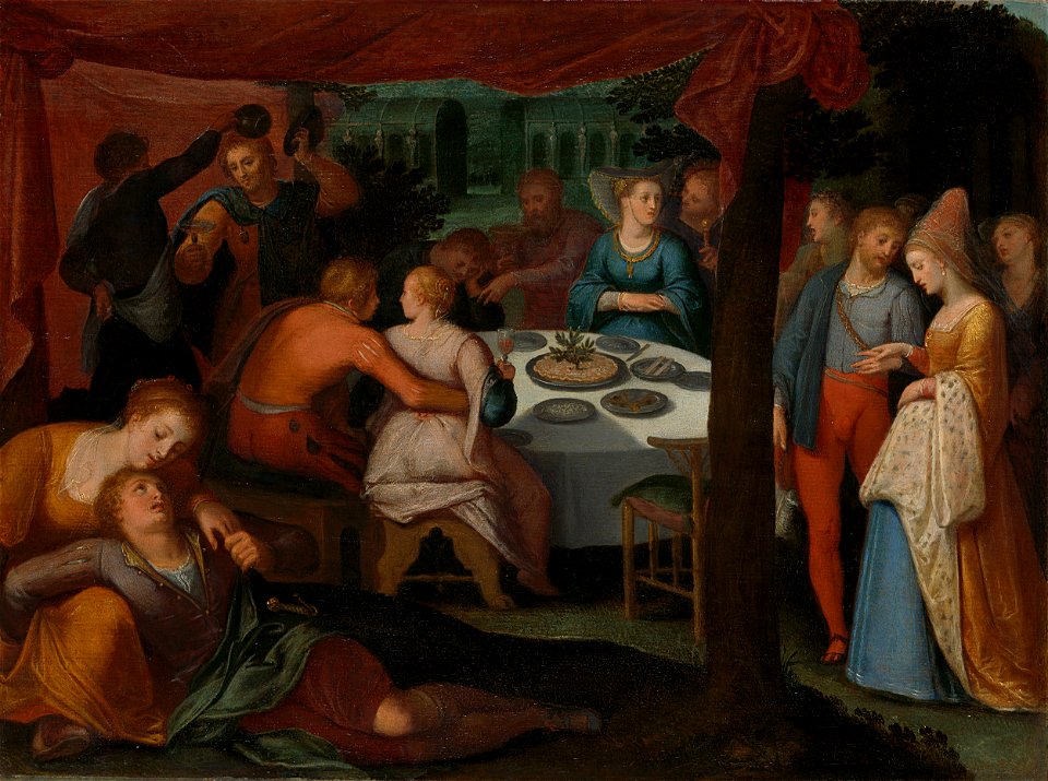 Een avondmaal in een bos; ongeïdentificeerde voorstelling Rijksmuseum SK-A-430
