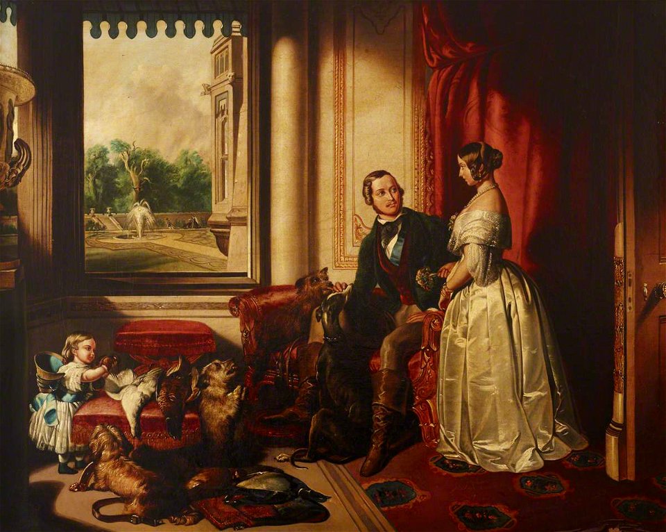 Edwin Henry Landseer (1802-1873) (after) - 'Windsor Castle in Modern Times', Queen Victoria and Prince Albert, with His Favourite Greyhound, 'E - 515669 - National Trust