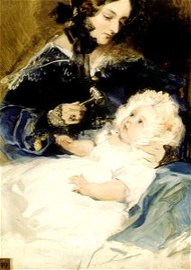 Edwin Henry Landseer (1802-1873) - Lady Louisa Jane Russell (1812–1905), Duchess of Abercorn, with Her Daughter Lady Harriet Georgiana - 1271075 - National Trust