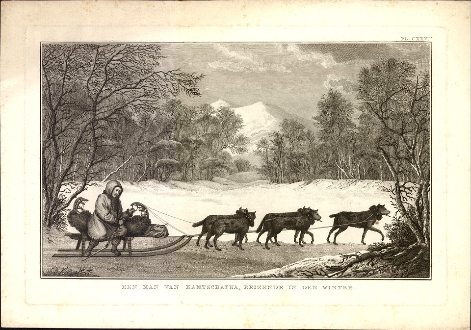 Een man van Kamtschatka, reizende in den winter, objectnr A 56943