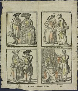 Een Friesche boer en boerin uit de kerk koomende-Catchpenny print-Borms 0839