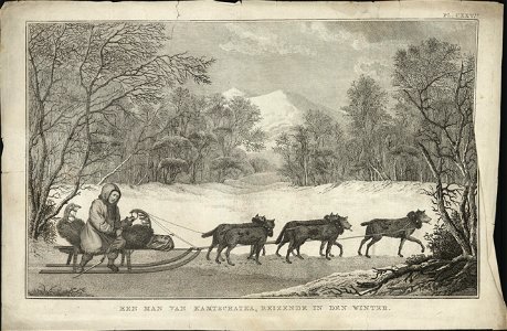 Een man van Kamtschatka, reizende in den winter, objectnr A 56942