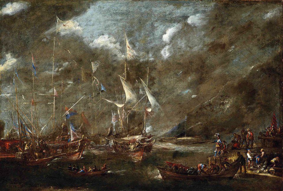 Andries van Eertvelt - The Holy League's fleet lying off a harbour, thought to be Genoa, before the battle of Lepanto