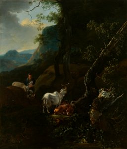 Een herderin met vee in een bergachtig landschap Rijksmuseum SK-A-1976