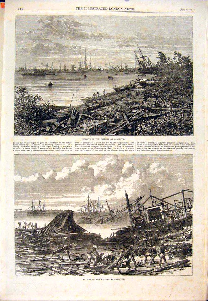 Effects of the Cyclone at Calcutta - ILN 1864. Free illustration for personal and commercial use.