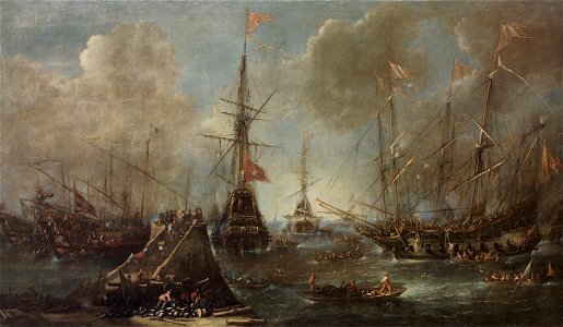 Andries van Eertvelt - Port with Warships