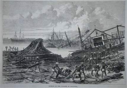 Effects of the cyclone at Calcutta from the Illustrated London News, 1864. Free illustration for personal and commercial use.