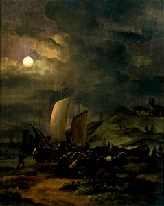 Egbert van der Poel - Fishing Boats on the Beach at Night - 133 - Mauritshuis