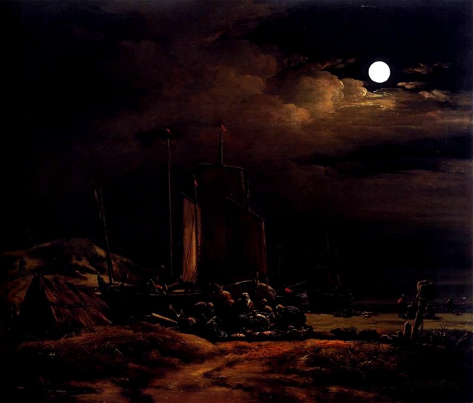 Egbert van der Poel - Seashore by Moonlight - WGA17993