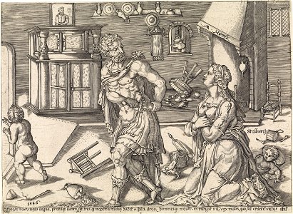 Een vriendelijk antwoord doet woede bedaren, Jan van Stalburch, naar Maarten van Heemskerck, 1555 - 1562 RP-P-OB-59.816