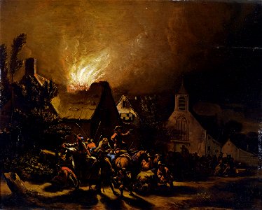 Egbert van der Poel Marodeure vor einem brennenden Dorf