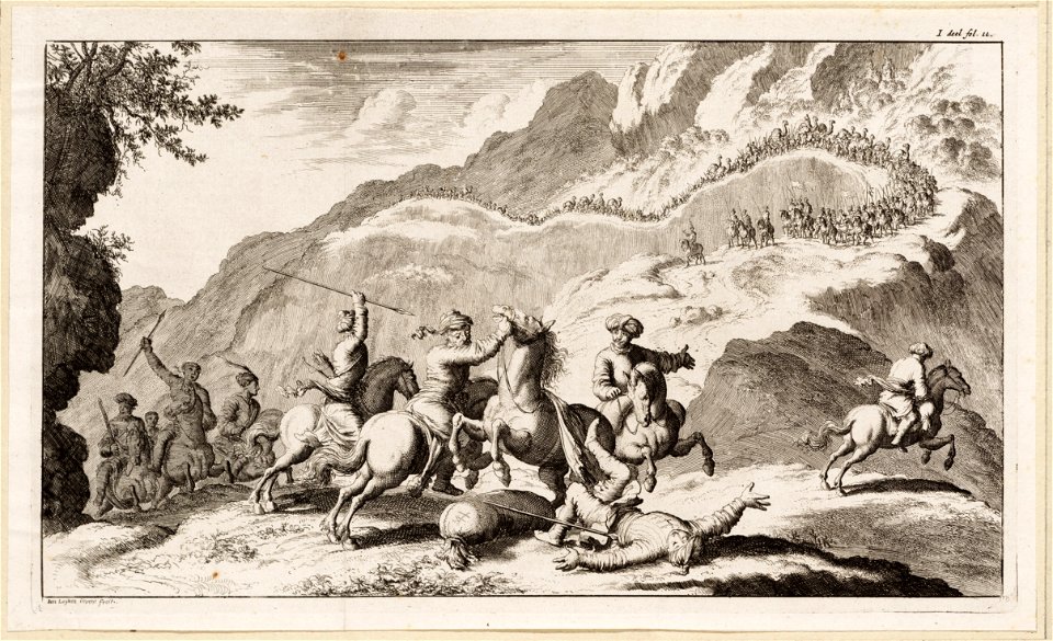 Eenige Armeniërs, van de karavane afgetrokken, worden van de rovers aangetast, objectnr A 19927