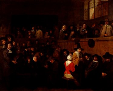 Egbert van Heemskerck II (1634-1635-1704) - A Quaker Meeting with a Self Portrait - 872129 - National Trust