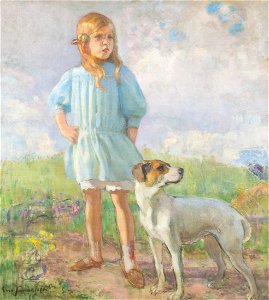 Eero Järnefelt - Girl with a dog (1910)
