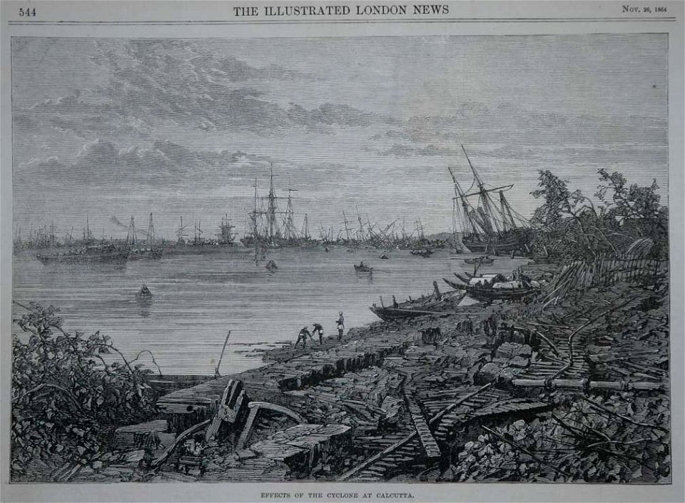 Effects of the cyclone at Calcutta from the Illustrated London News, 1864 another view. Free illustration for personal and commercial use.