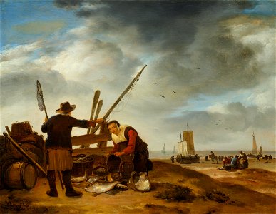 Egbert van der Poel Fischer am Strand von Scheveningen 1653
