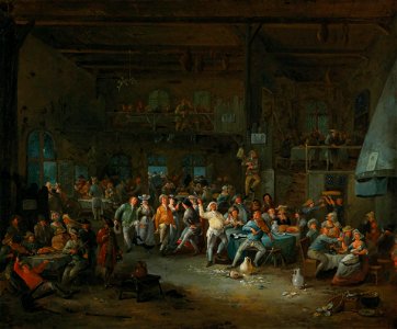 Egbert van Heemskerck (I) - Tavern interior with merry making peasants