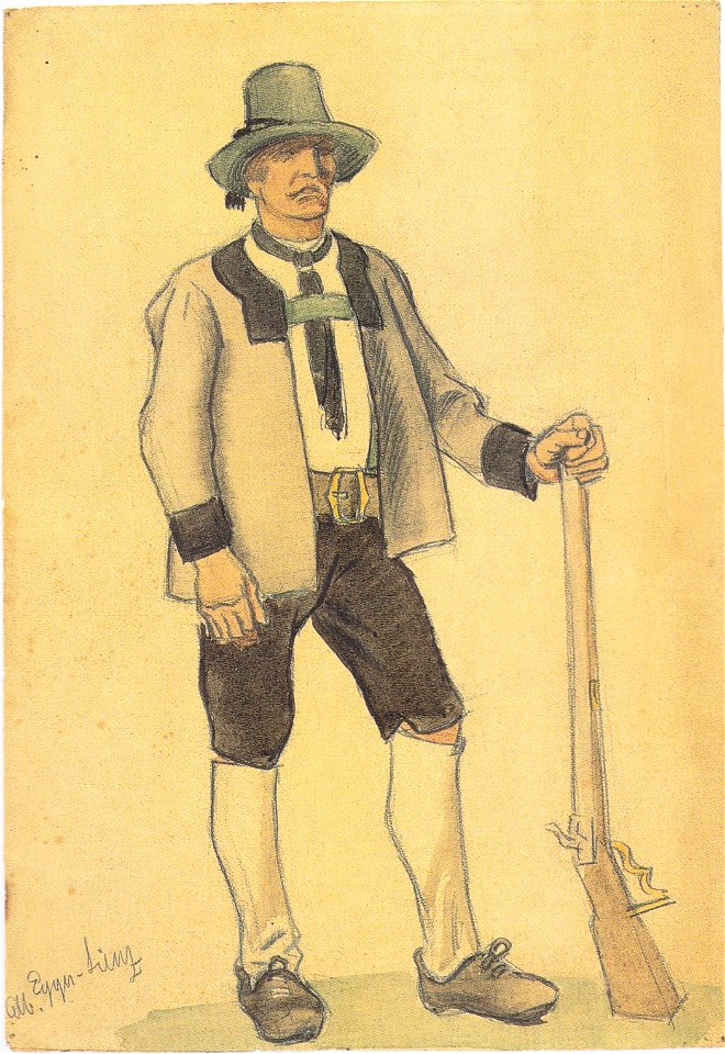 Egger-Lienz - Bauer in Tracht mit Stutzen