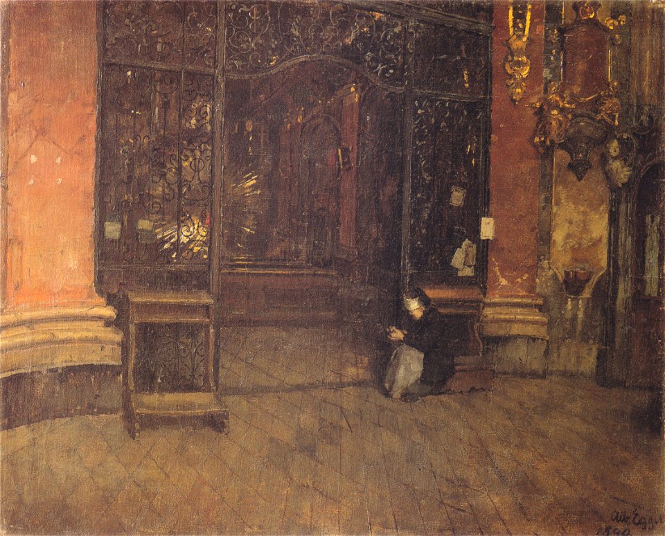 Egger-Lienz - Inneres der Johanneskirche zu München - 1890