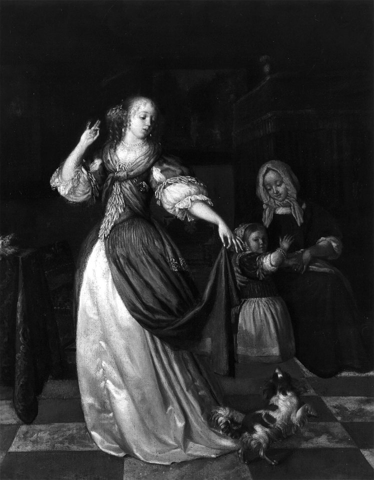Eglon van der Neer - Lady Playing with a Dog - 1943.1183 - Art Institute of Chicago