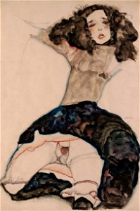 Egon Schiele - Black-Haired Girl with Lifted Skirt - Google Art Project