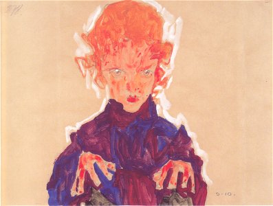 Egon Schiele - Brustbild eines rothaarigen Mädchens - 1910