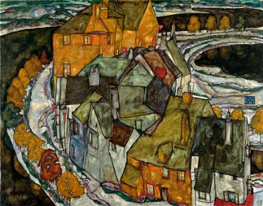 Egon Schiele - Crescent of Houses II (Island Town) - Google Art Project. Free illustration for personal and commercial use.