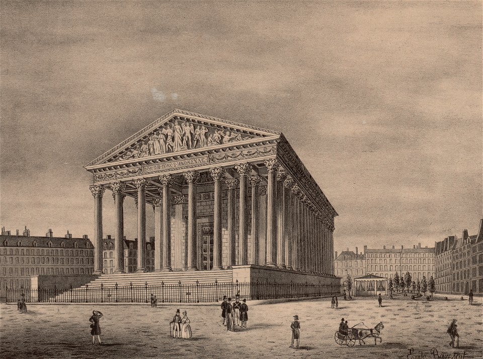 Eglise de la Madeleine (lithograph by Estelle de Barescut) (cropped)