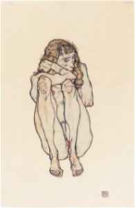 Egon Schiele - Hockender Frauenakt - 1914