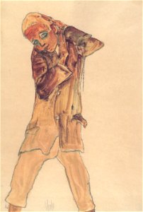 Egon Schiele - Knabe mit langem Rock - 1910