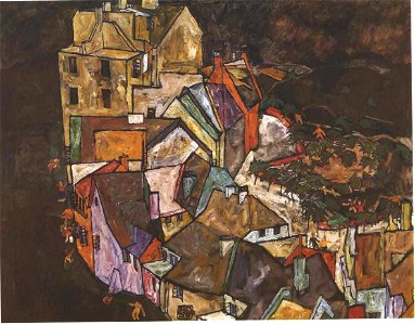 Schiele - Stadtende - Krumau Häuserbogen