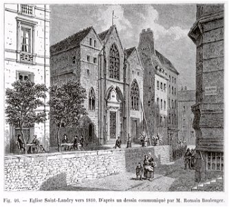 Eglise Saint-Landry vers 1810, d'après un dessin communiqué par M. Romain Boulenger